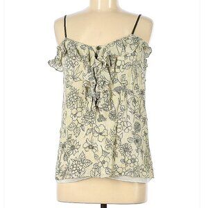 MILLY Cream & Gray Floral Sleeveless Silk Top Size 6